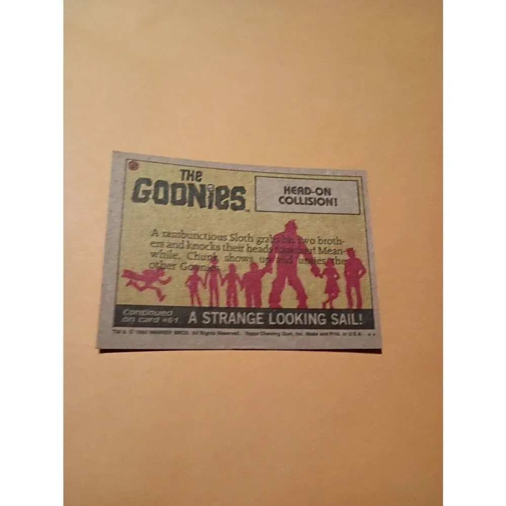 Vintage 1985 Warner Bros Topps Gum Goonies Trading Card #60 Head On Collision